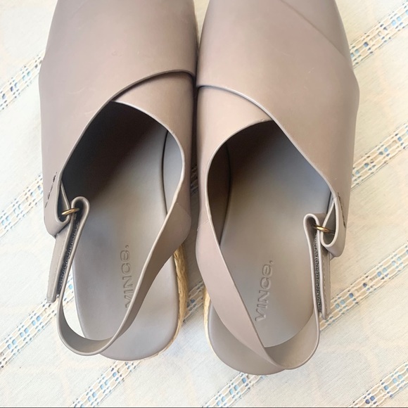 NWT Vince Jesson Espadrille Slingback Sandal Smoke Grey Platform Wedge Woven - Picture 6 of 11